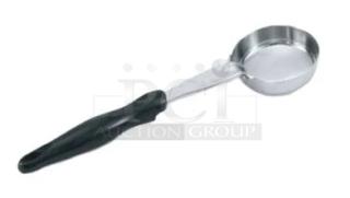 Brand new Vollrath 2 oz. stainless steel spoodle, model 6433220, with solid bowl and black grip handle.