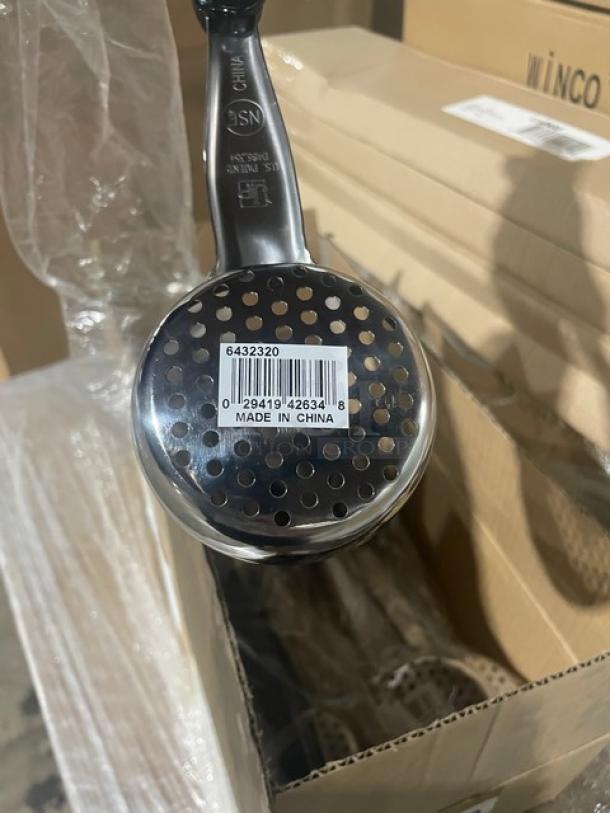 Vollrath Jacob’s Pride 3 oz. perforated spoodle, stainless steel, black grip, model 6432320, brand new, with barcode.