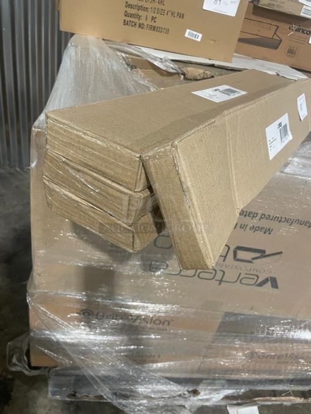 Brand new Winco WB-8S stainless steel wine bucket stand in packaging; mirror finish, labeled as WB-8S.
