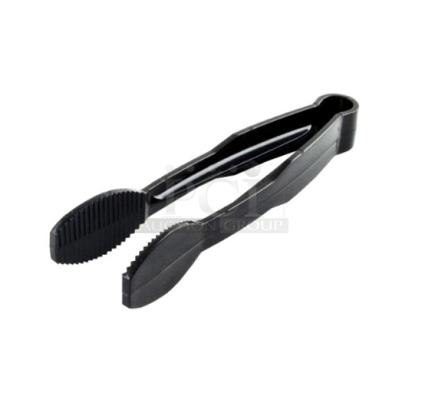 Cambro Lugano Series 6" black flat-grip serving tongs, model TG6110, brand new, commercial use, 12 per case.