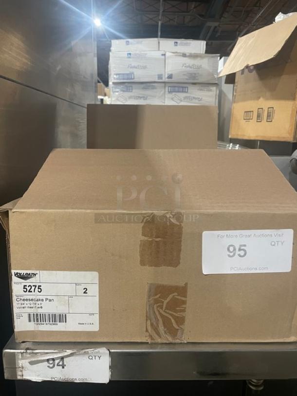 Brand new Vollrath Wear-Ever 18"x13"x3" cheesecake pan, Model 5275, in box. Labels indicate commercial quality.