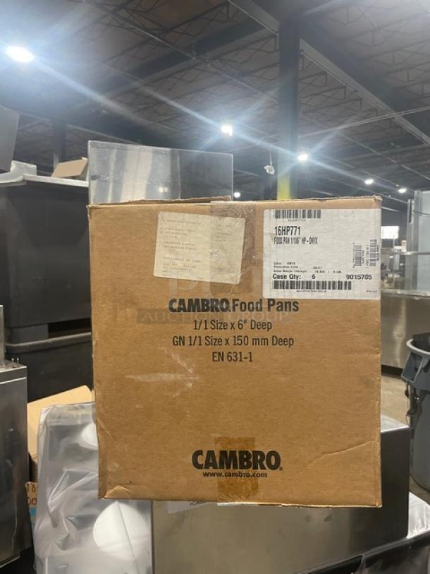Brand new Cambro 16HP771 full-size black onyx 6” deep high-heat food pan in original packaging.
