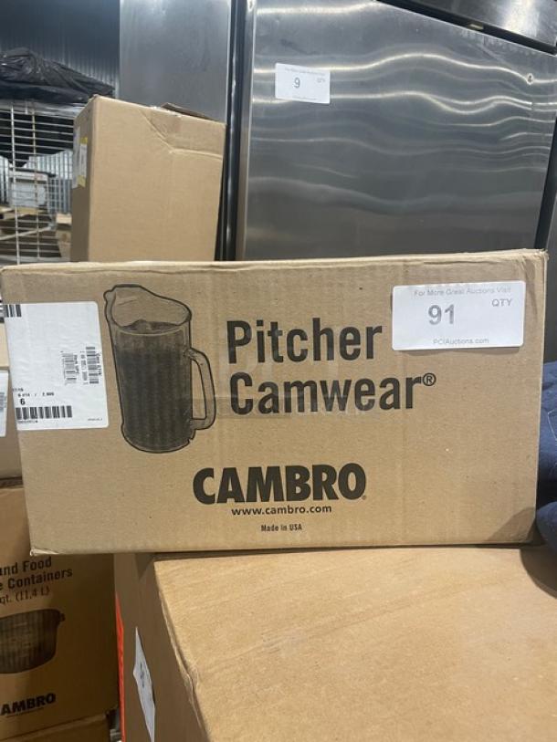Brand new Cambro Camwear Series clear 60 oz. beverage pitcher, model P60CW135, in original box.