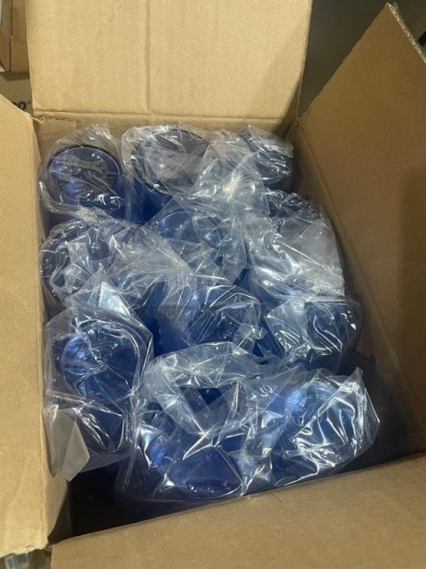 Cambro Colorware 7.8 oz slate blue tumblers, model 800P401, brand new in box, 72 per case, individually wrapped.
