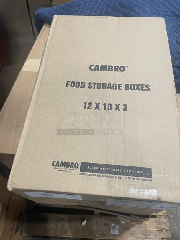 Cambro Commercial White Polycarbonate Food Storage Box, 12”x18”x3”, Model 12183P148, brand new in original packaging.