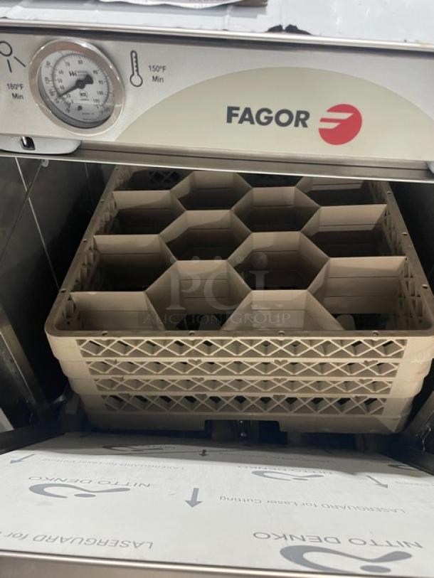 NEW Fagor FI72W4W industrial dishwasher, stainless steel, Energy Star, with full-size cup rack, 208-220/240V, 3 phase.