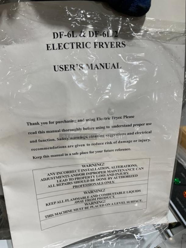 User manual for Adcraft DF-6L electric countertop deep fryer. Includes safety warnings and maintenance instructions.