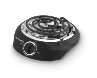 Toastmaster TM-10SB black electric single burner with adjustable temperature, coil top, and 120V. Brand new condition.