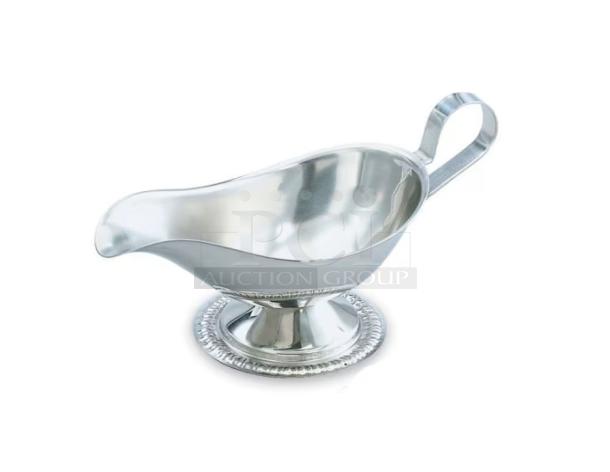 BRAND NEW Vollrath 8 oz stainless steel gravy boat, mirror shine, gadroon style base, model 47578.