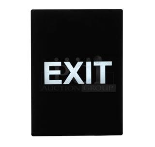 Brand new Winco commercial black “Exit” sign, model SGN-805. Clean, bold lettering on a sleek black background.