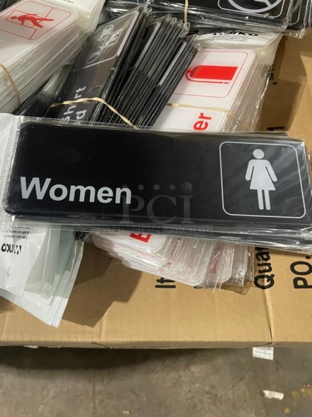 Winco Commercial "Women" Sign, Model SGN-312, brand new, black with white text and figure, 4x bid option.