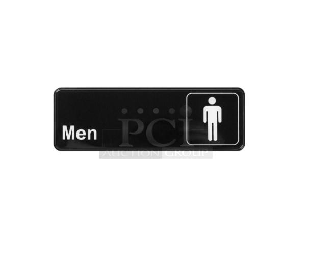 New Winco SGN311 black "Men" sign, commercial use, 4X your bid, sleek design, durable material.