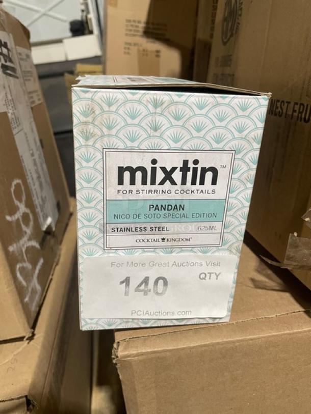 Brand new Cocktail Kingdom Mixtin 21 oz stainless steel stirring tin, double-walled, vacuum-insulated, Pandan leaf design.
