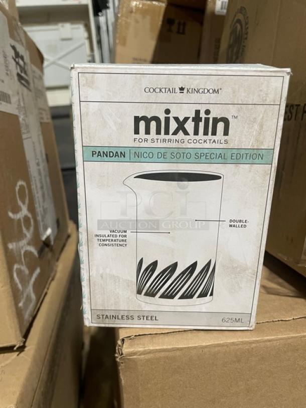 Cocktail Kingdom Mixtin 21 oz stirring tin, double-walled stainless steel, Pandan leaf etched design, new in box.