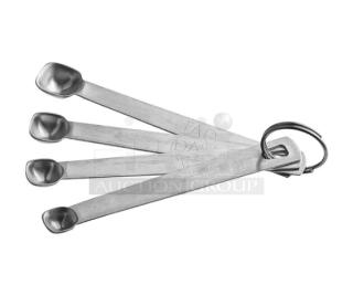 Brand new TableCraft H723 spice spoons set, stainless steel, 4 pieces, on keyring, commercial quality. 24 sets per case.