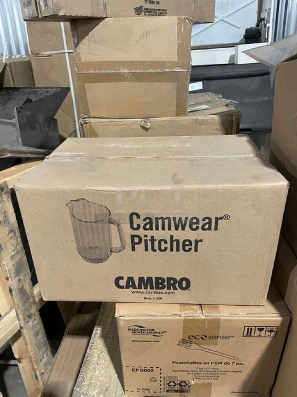 Cambro Camwear 48 oz. beverage pitcher, model P480CW135, sealed box. Brand new, clear polycarbonate.