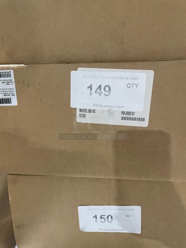 Brand new Mauviel 1830 M'Cook Series 5-Ply Stainless Steel Chef Pan, model 521228, with cast steel handles in box.