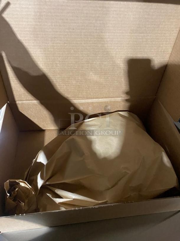 Mauviel 1830 M'Cook Series 5-Ply Stainless Steel Chef Pan, Model 521228, new in box, wrapped in protective paper.
