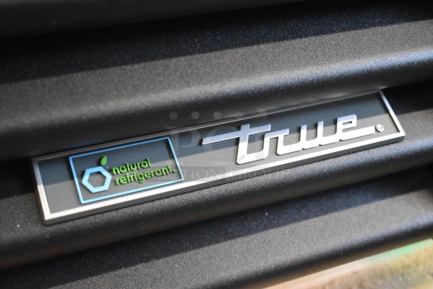 True GDM-23-HC commercial cooler logo with "natural refrigerant" label on black surface.