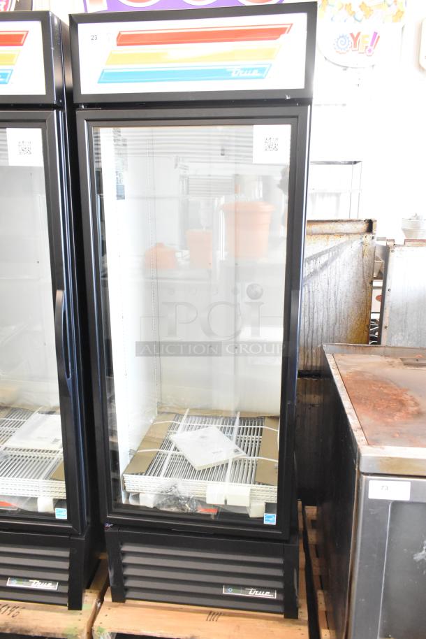 Brand new 2025 True GDM-23-HC single door reach-in cooler, scratch and dent, with poly-coated racks, 115V, 1 phase.