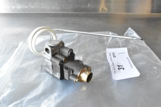 Brand new Robertshaw BJWA25PBD-03-24 gas thermostat, scratch and dent, with attached coiled tube, shown in packaging.