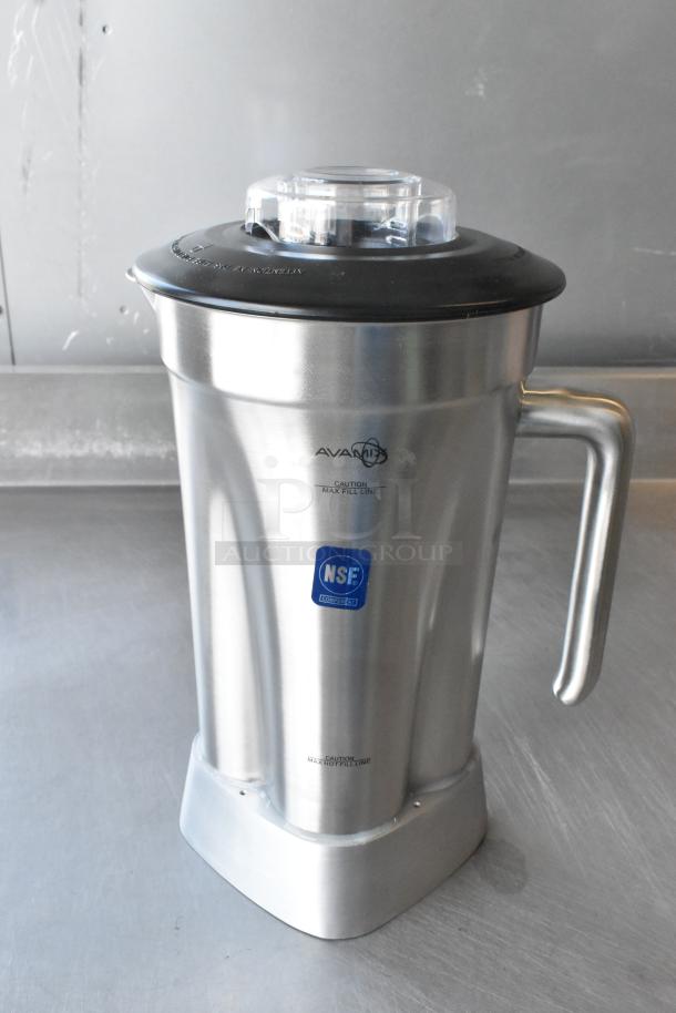 AvaMix stainless steel blender pitcher, scratch and dent, no lid, features NSF label. New condition, durable build.