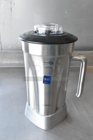 AvaMix stainless steel blender pitcher, scratch and dent, no lid, features NSF label. New condition, durable build.