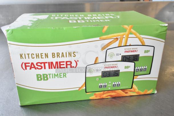 Kitchen Brains Fastimer Timer box with visible minor dents; new item, features digital display and controls.
