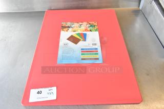 Brand new Winco CBRD-1824 cutting board, color coded system, NSF certified, minor scratches. Includes 9 boards per bid.