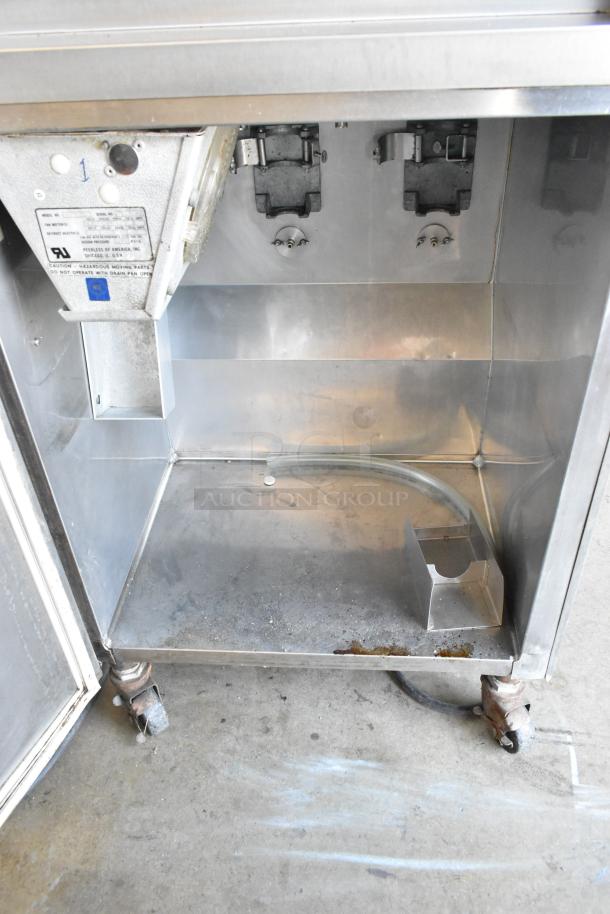Electro Freeze 30TN-CAB-113 stainless steel soft serve machine, two-flavor twist, on casters, 208/240V, 1 phase.