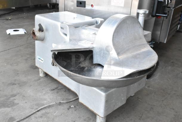 Univex metal commercial countertop buffalo chopper with S blade. Features sturdy design, visible Univex branding. Used condition.