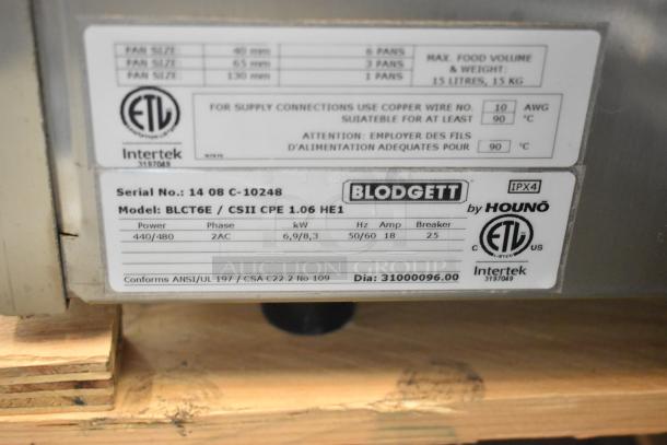 Blodgett BLCT6E/CSII CPE 1.06 HE1 stainless steel commercial electric combi convection oven label, 440/480V, 3-phase.