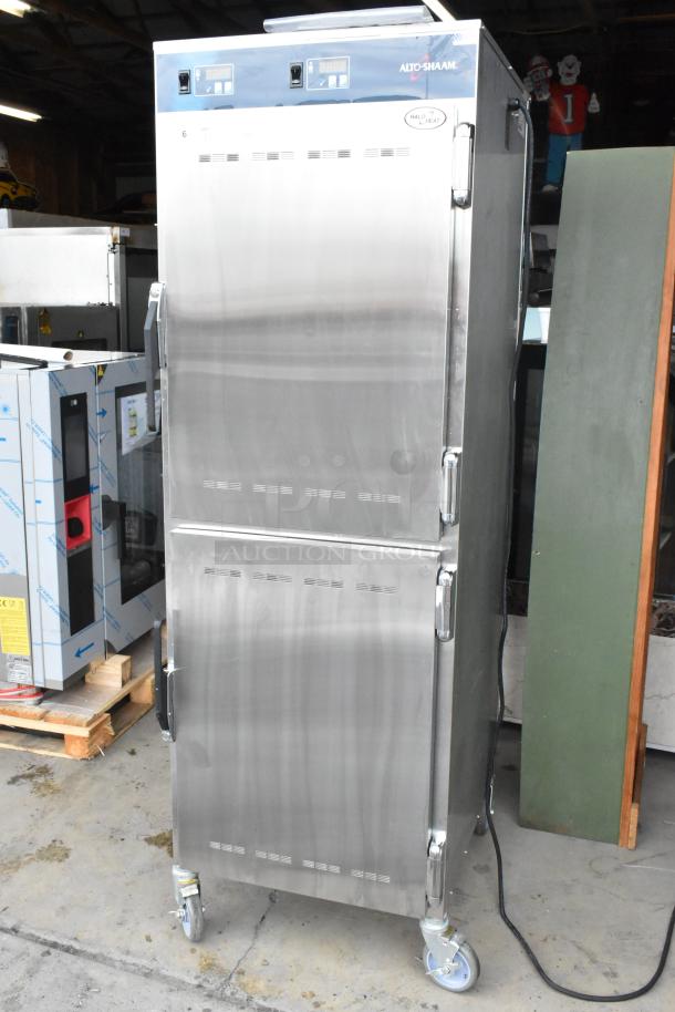 2022 Alto Shaam 1200-UPS stainless steel commercial heated holding cabinet on casters, 120 volts, 1 phase, excellent condition.