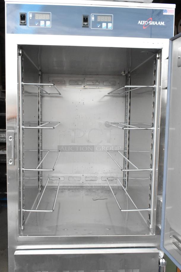 2022 Alto Shaam 1200-UPS stainless steel heated holding cabinet on casters, 120V, 1 phase, with digital controls.