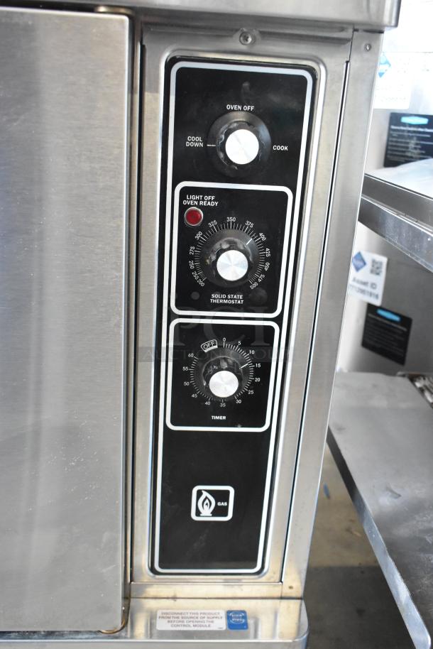 2023 Blodgett DFG-50 half-size convection oven, stainless steel, solid door, metal racks, thermostatic controls.