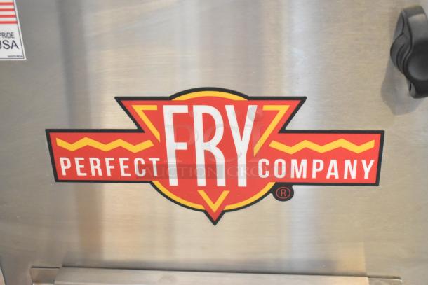 Perfect Fry Company PFC570 stainless steel ventless fryer. Features electric power, 208 volts, 1 phase. Brand logo visible.