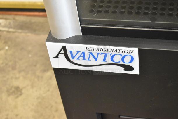 Avantco 189BVAC46HC metal commercial merchandiser, label indicates refrigeration function, 110-120V, 1 Phase.