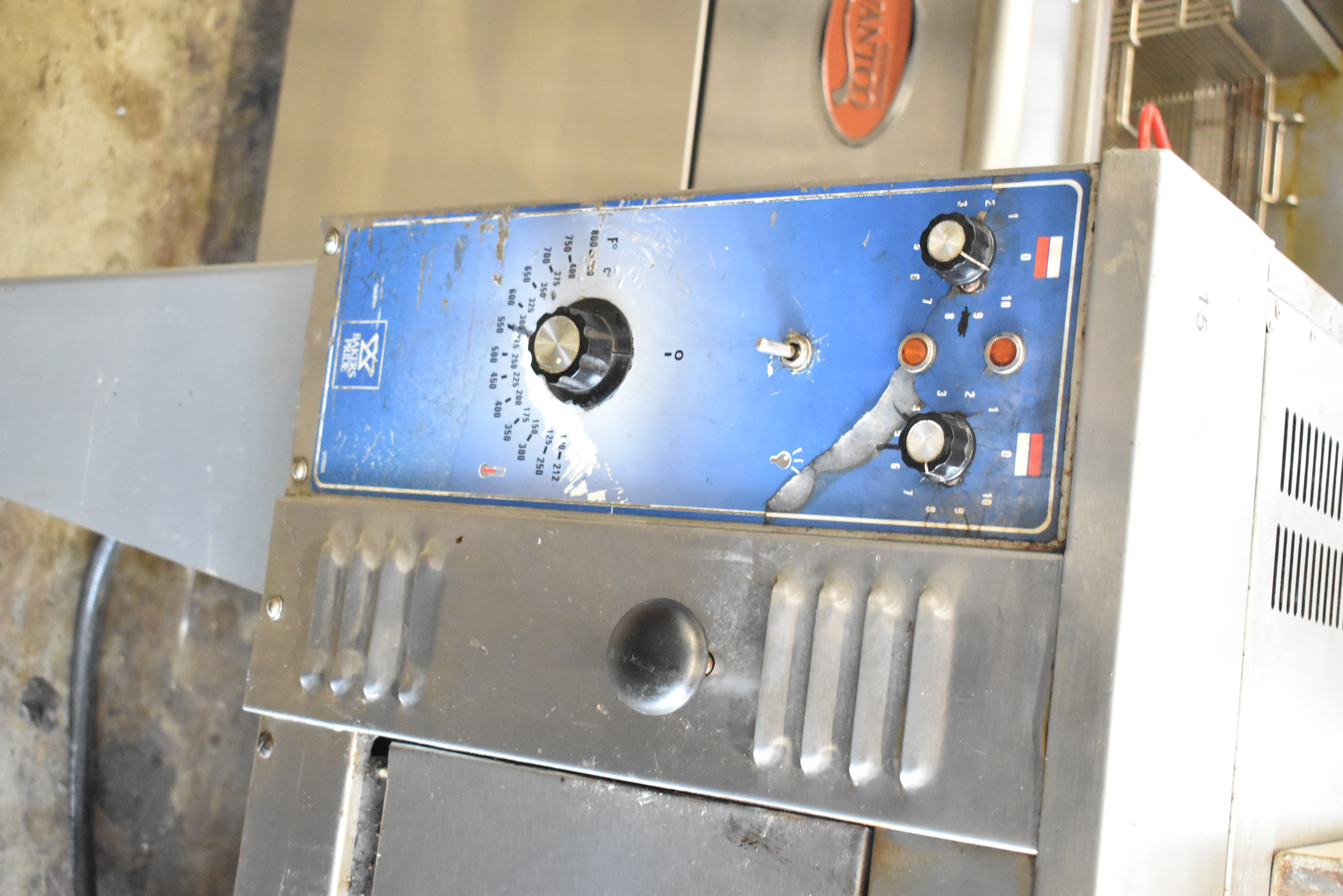 Bakers Pride deck oven control panel showing temperature controls