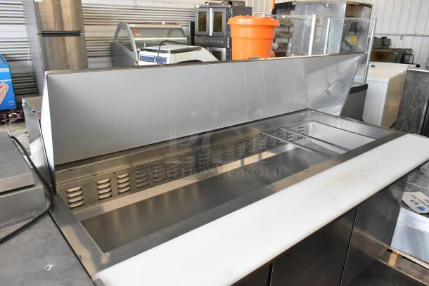 BRAND NEW Avantco 178APT71MHC stainless steel prep table, scratch and dent, mega top, on commercial casters, 115V, 1 phase.