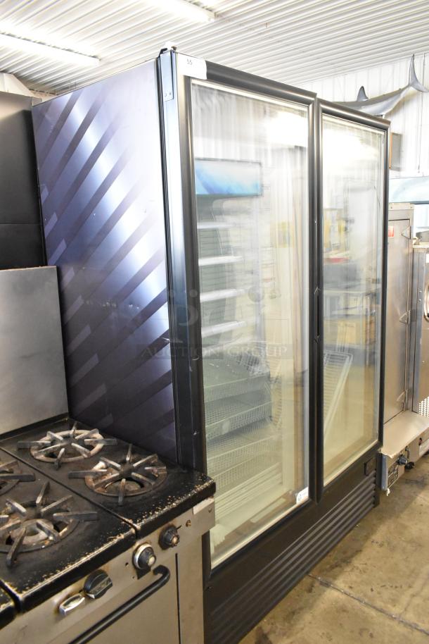 Akita AGF-43-NY commercial 2-door reach-in cooler with poly-coated racks, on casters; 115V, 1-phase; excellent condition.
