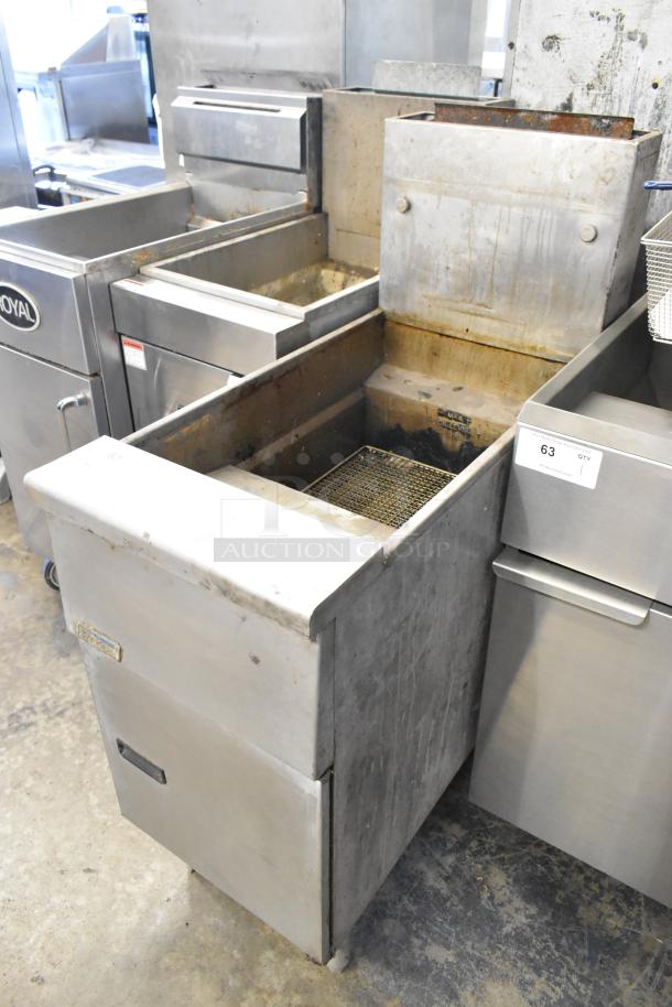 Pitco Frialator SG14 deep fat fryer, stainless steel, natural gas, 110,000 BTU, used condition, commercial kitchen equipment.