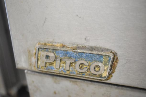 Pitco Frialator SG14 stainless steel deep fryer, natural gas, 110,000 BTU. Features visible Pitco logo, good condition.