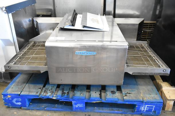 2017 Turbochef HhC2020 stainless steel rapid cook conveyor oven on blue pallet; electric, 208/240V, 3-phase.