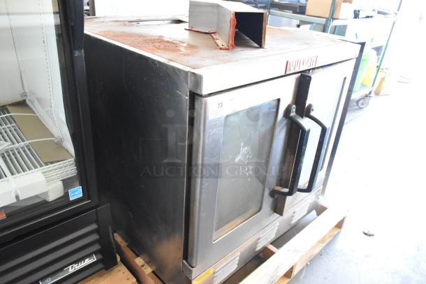 Vulcan SG1010T stainless steel convection oven with view-through doors, metal racks, thermostatic controls, 70,000 BTU.
