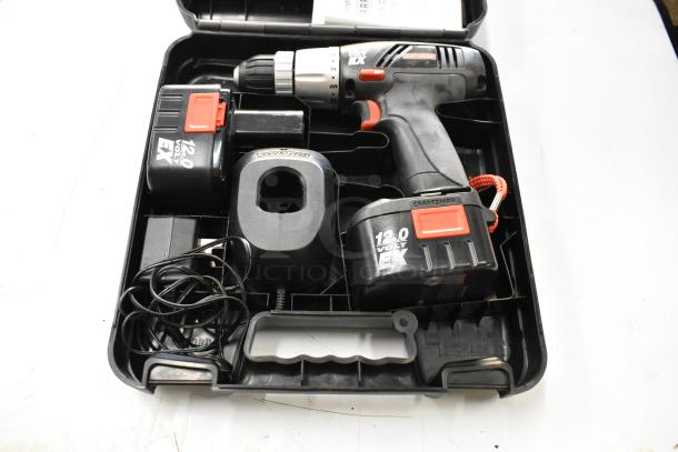Craftsman 12V EX drill driver set in case, includes charger and battery. Appears in good condition.