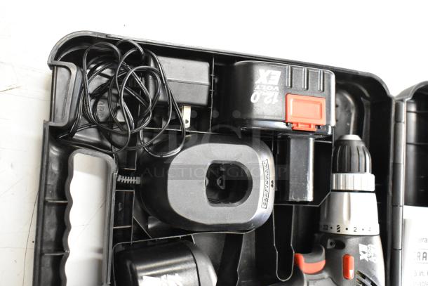 Craftsman power drill driver with 12V battery and charger in case. Includes Westrim TC15TOW-LED power supply box.