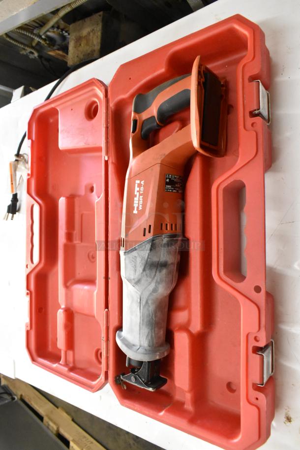 Hilti WSR18-A Reciprocating Saw in red Hilti tool box. Visible wear, includes power cord.