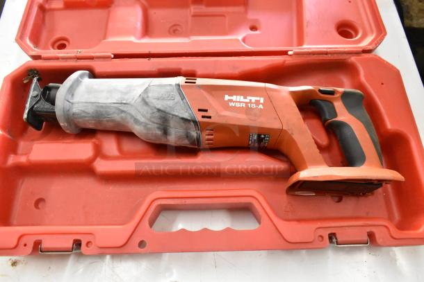 Hilti WSR18-A Reciprocating Saw in red tool case, used condition, visible branding and model number on tool.