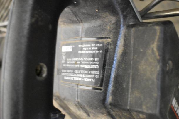 Craftsman Scroller Saw, partially visible label, used condition; part of a lot with saw blades and Alfa transformer, 17 items total.