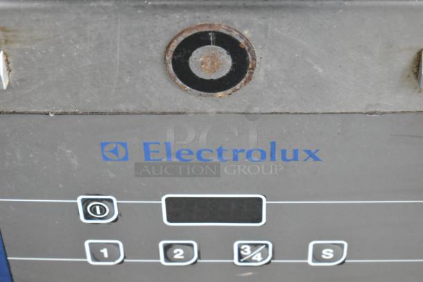 Electrolux HSPPAN Panini Press, commercial countertop model, metal, visible rust and wear, 208 volts, 1 phase.